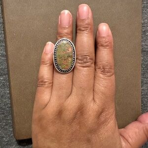 Unakite 925 Sliver Plated Ring Size 5